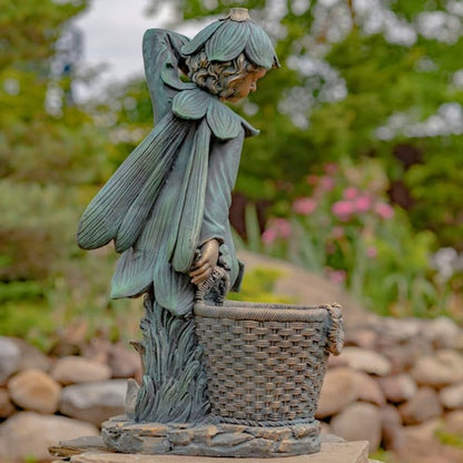 Fairy Garden Statue with Basket Planter