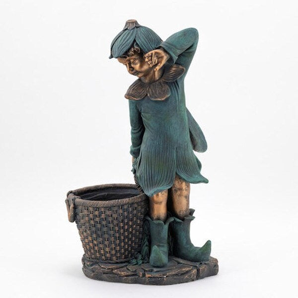 Fairy Garden Statue with Basket Planter
