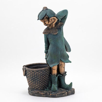 Fairy Garden Statue with Basket Planter