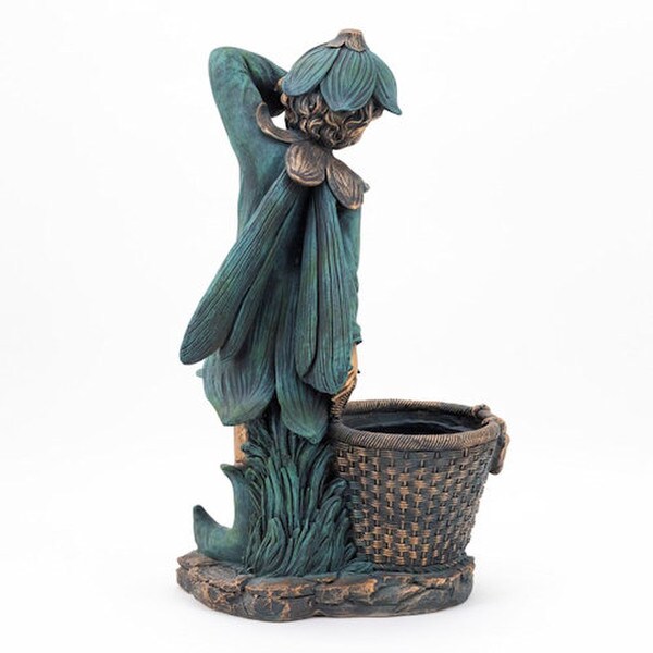 Fairy Garden Statue with Basket Planter