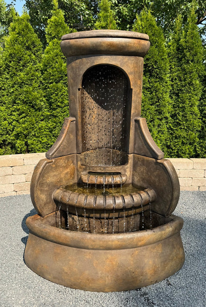Falling Diamonds Corner Fountain with Light Garden Angle Sculptural