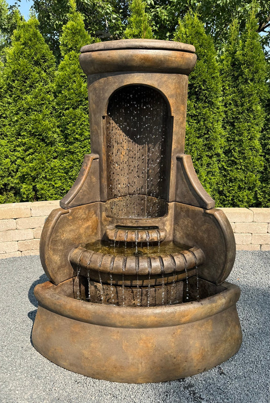 Falling Diamonds Corner Fountain with Light Garden Angle Sculptural
