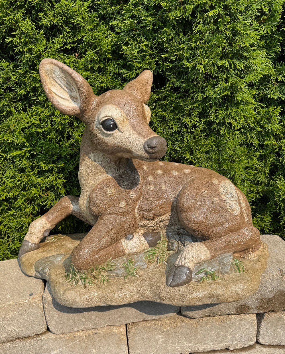 Fawn Rising on One Leg Garden Sculpture Made of Cement Baby Deer High-tone finish