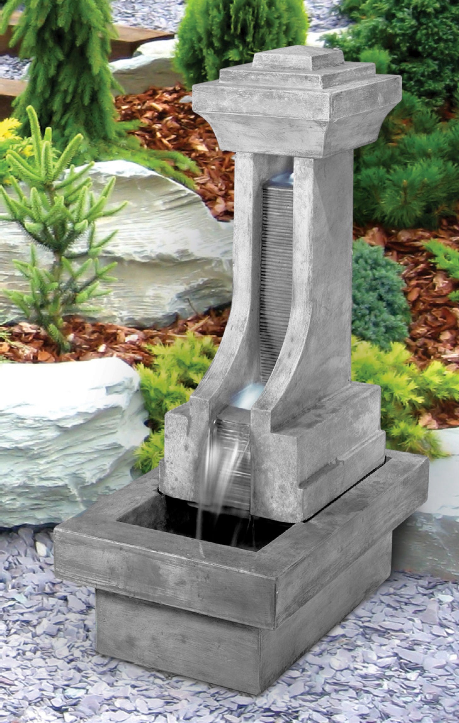 Fenelon Water Falls Fountain with light kit included contemporary industrial Styling