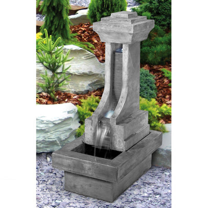 Fenelon Falls Contemporary Fountain with Light Industrial styling cast stone