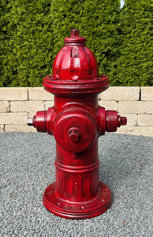Dog park fire hydrant sculpture made of cast stone Firehouse inspired garden statue