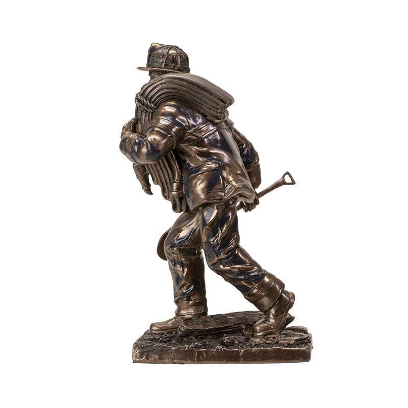 bronze finish firefighter statue resin tribute sculpture