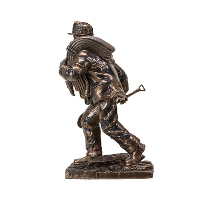 bronze finish firefighter statue resin tribute sculpture