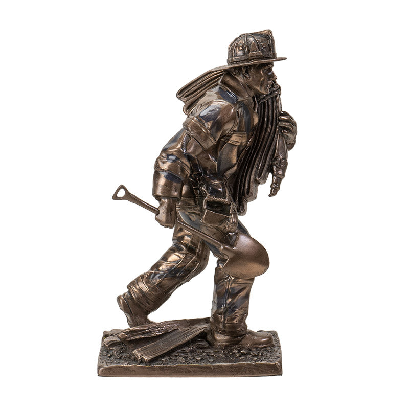 fireman responding to call statue firefighter sculpture