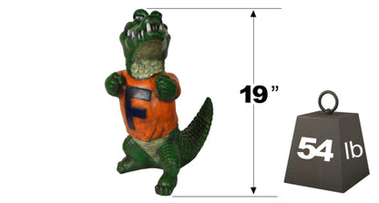 Size comparison Florida Gators Albert mascot cast stone statue shown in team colors