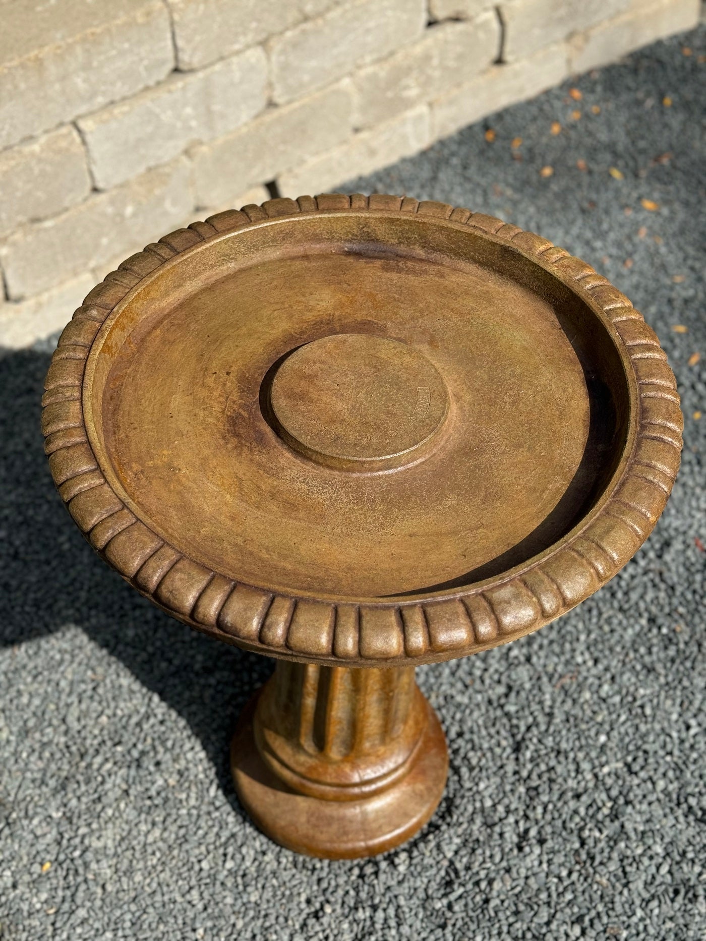 Top view  Fluted Birdbath with classic pedestal base