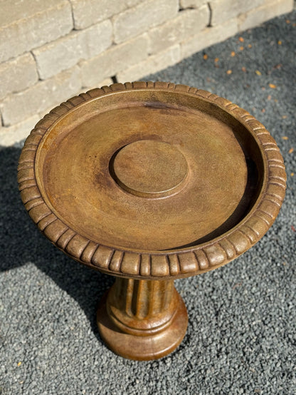 Top view  Fluted Birdbath with classic pedestal base