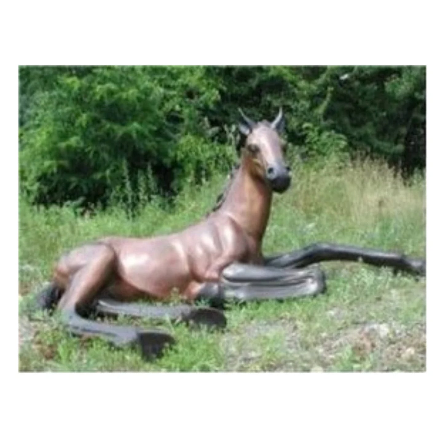 Foal Horse Bronze Sculpture, foal horse laying on the floor 