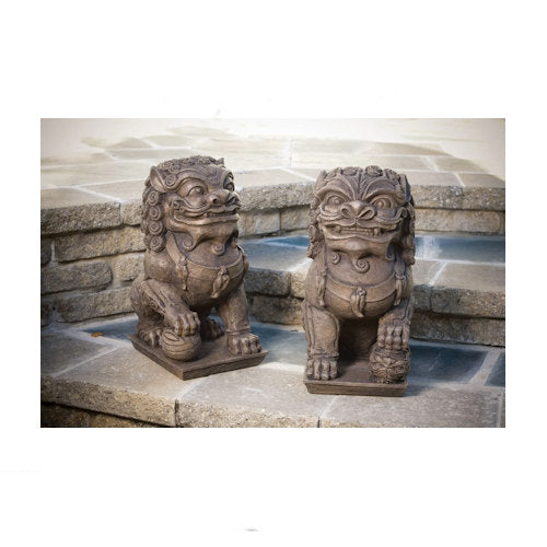 Foo Dog Set Left & Right Garden Sculptures 20.5" High