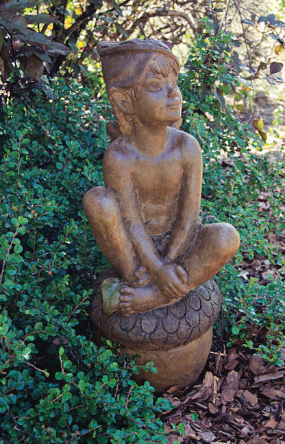 Forest Acorn Boy Garden Statue Woodland Child