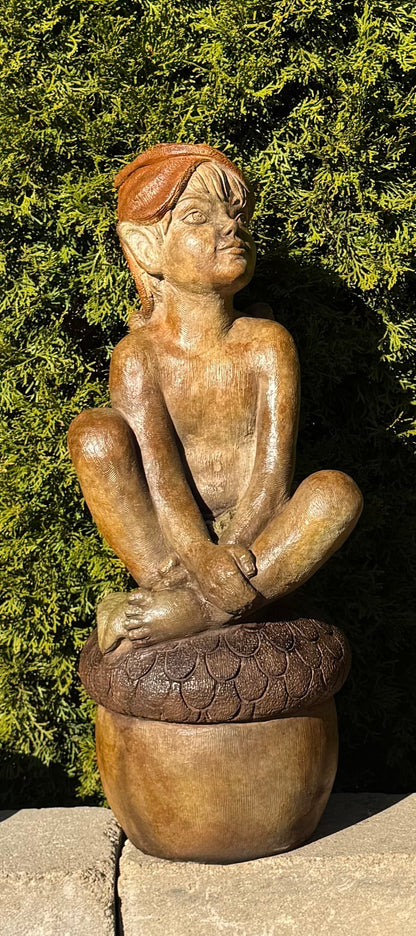 Forest Acorn Boy Garden Statue Woodland Child sculpture on Acorn
