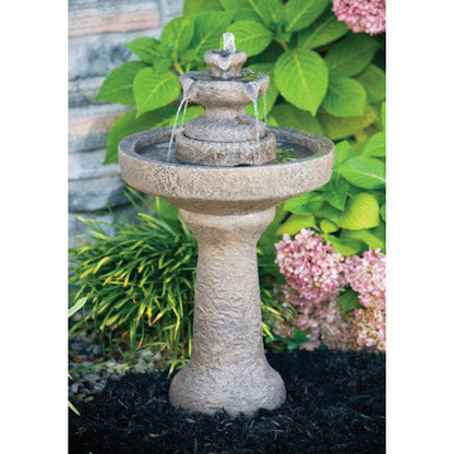 Round Stone Cement Garden Fountain 27" H