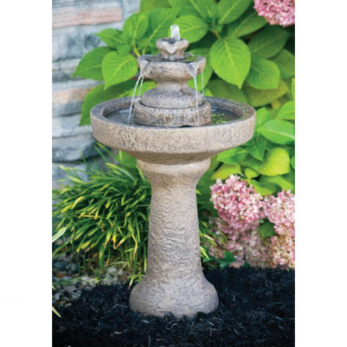 Round Stone Cement Garden Fountain 27" H
