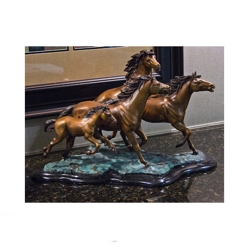 Four Horses Galloping Bronze Sculpture