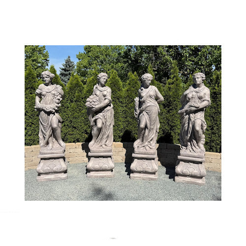 Four Seasons Goddess Garden Statue Set on Pedestals Estate Life-size Sculptures Stone