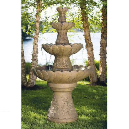 Four Tier Hummingbird Garden Fountain Tall Cement Massarelli Statuary