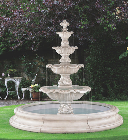 Four Tier Renaissance Fountain  Estate Size Pooled Outdoor Water Feature