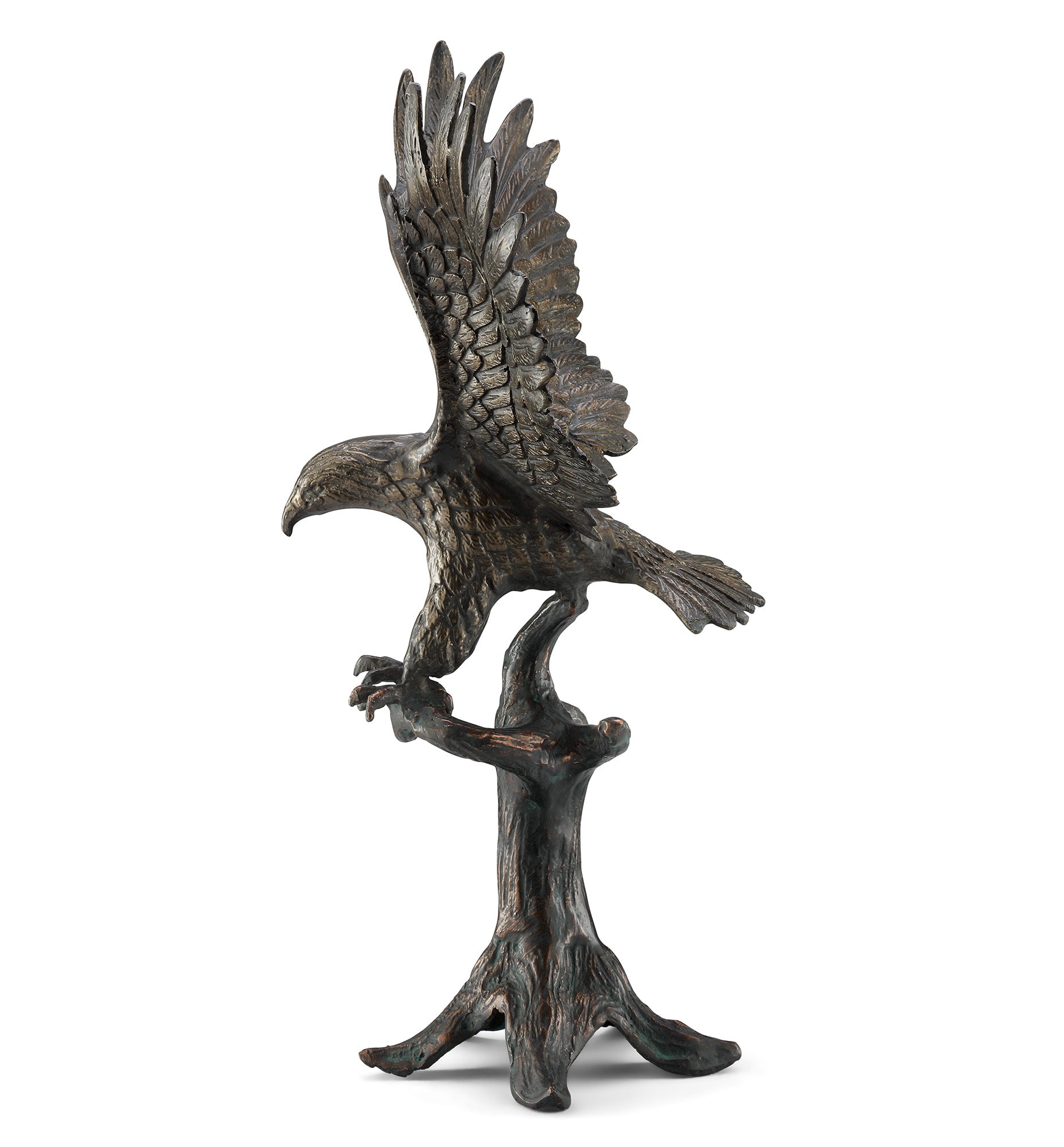 Patriotic Eagle Perched Branch Garden Statue side view
