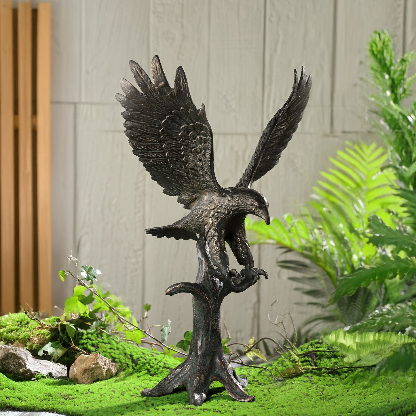 Patriotic Eagle Perched Branch Garden Statue