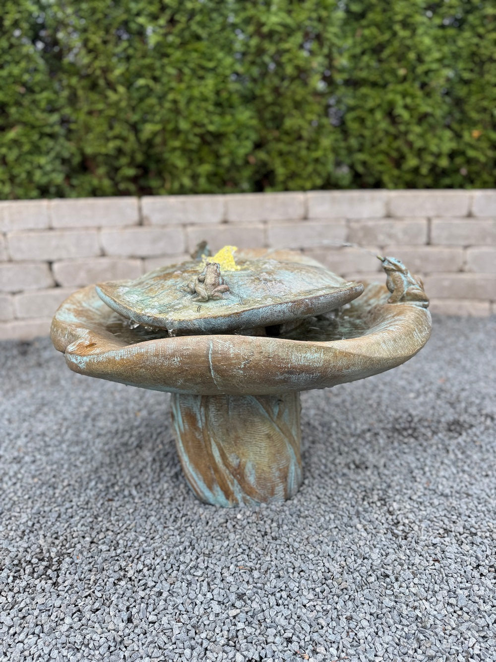 Frog Buddies Fountain sitting on lily pads
