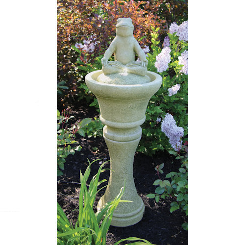 Frog Meditation Fountain with Light Lotus Position Zen Outdoor Garden