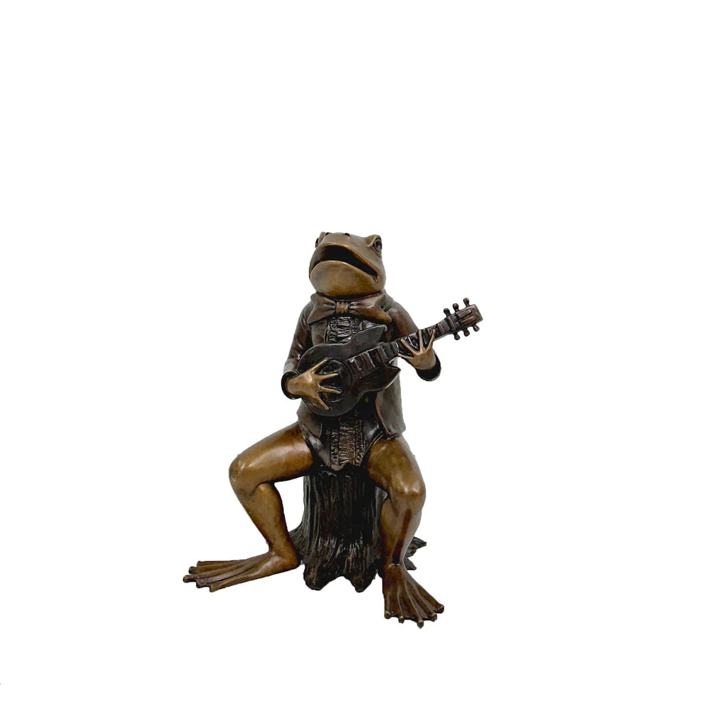 Frog Playing Guitar Bronze Sculpture