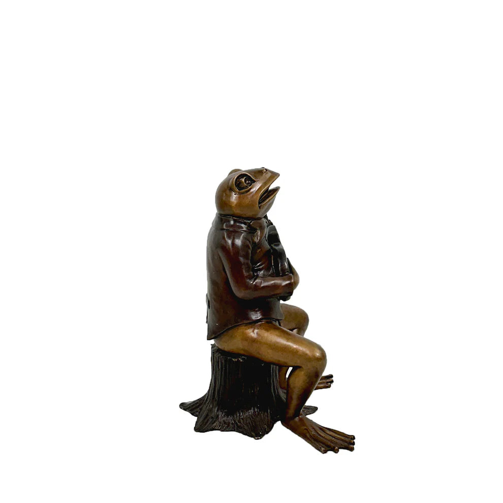 Gentleman Frog Playing Guitar Bronze Sculpture