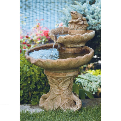 Frog Two Tier Leaf Fountain 34.25" High