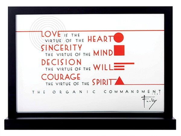 Organic Commandment Art Glass Panel by Frank Lloyd Wright