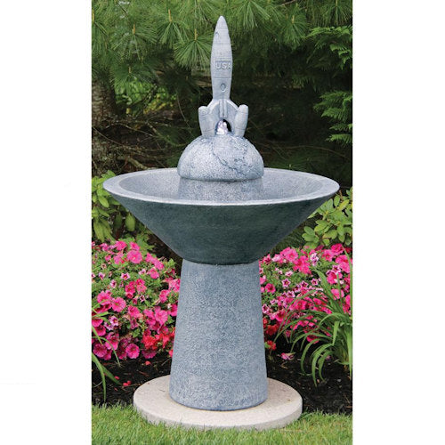 Garden Rocket Ship Fountain Launching from Earth Cement Spaceship 