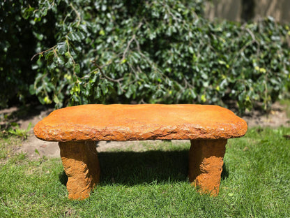 Garden Stone Bench made in America with rustic slab seat