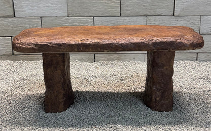 Cement garden bench for courtyard flower bed or memorial garden