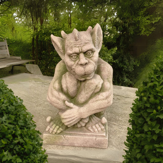 Vigilant Stone Gargoyle Guardian crossed legs 