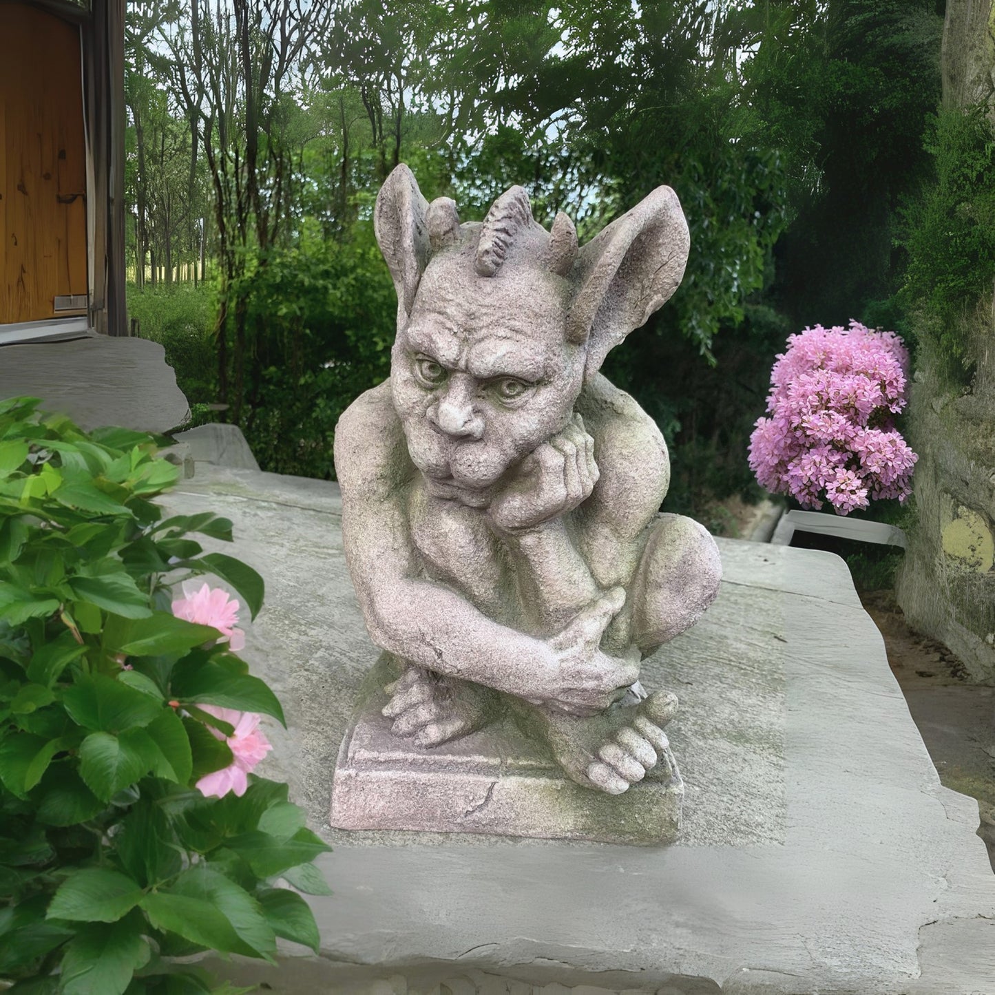 brooding gargoyle statue garden décor