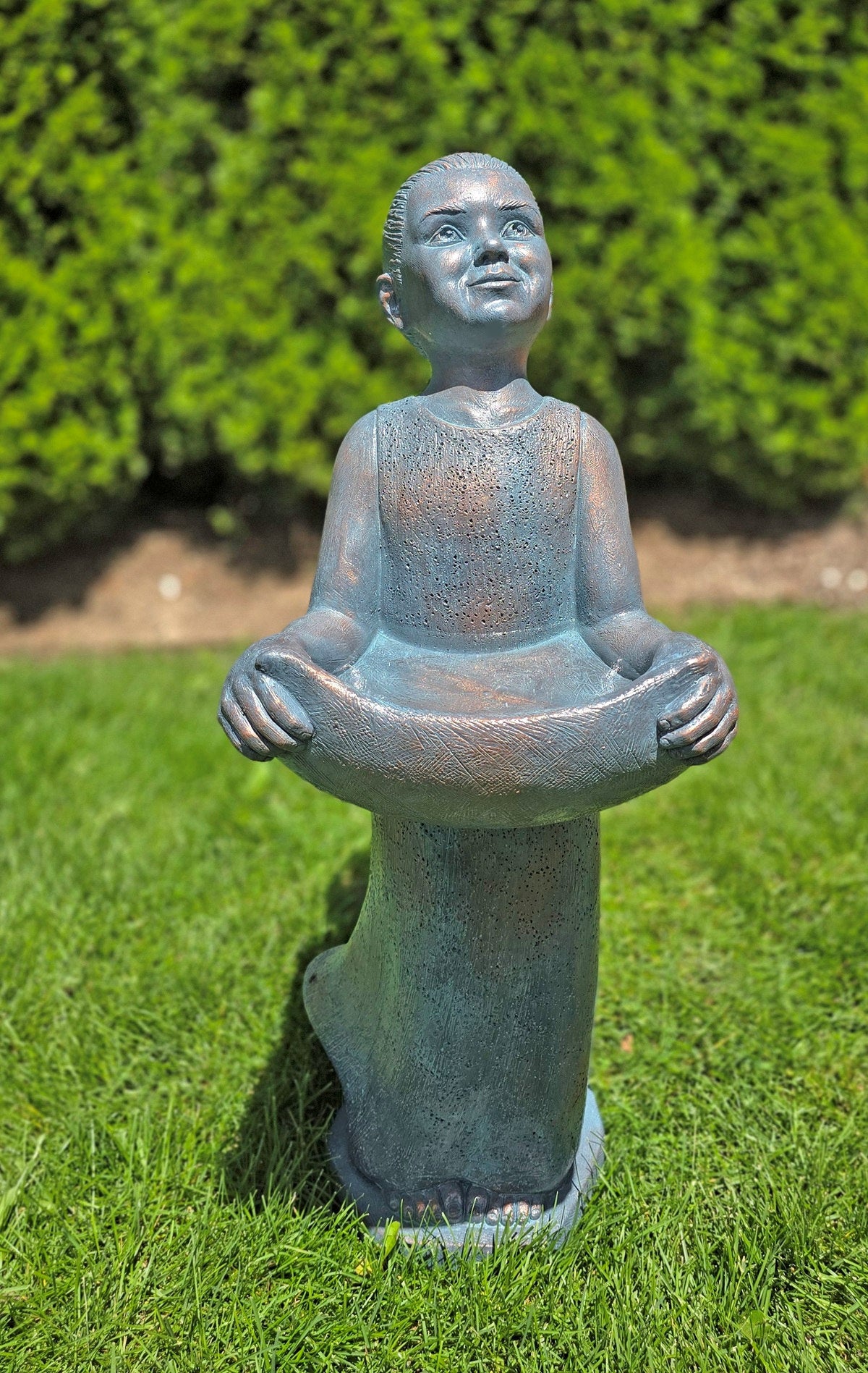 Blessings Bowl Garden Girl Birdbath Peaceful Offering Birdfeeder