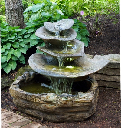 Giant Leaf Garden Fountain with Light and cascading water leaves
