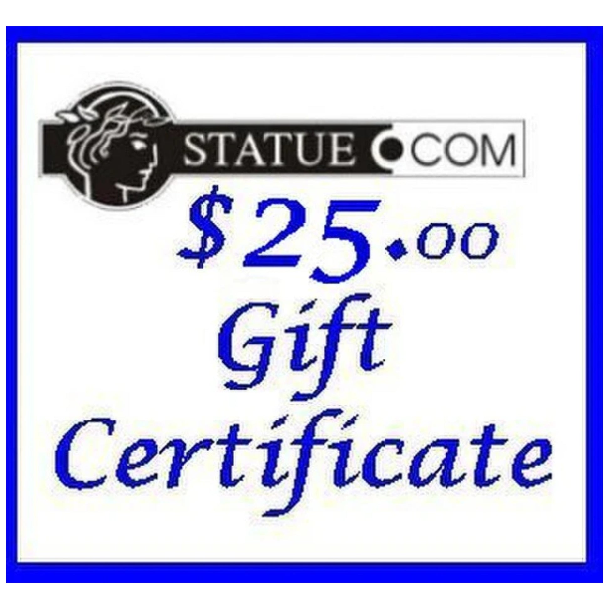 Gift Certificate Statue.com $25.00 Figurines Art Decorating