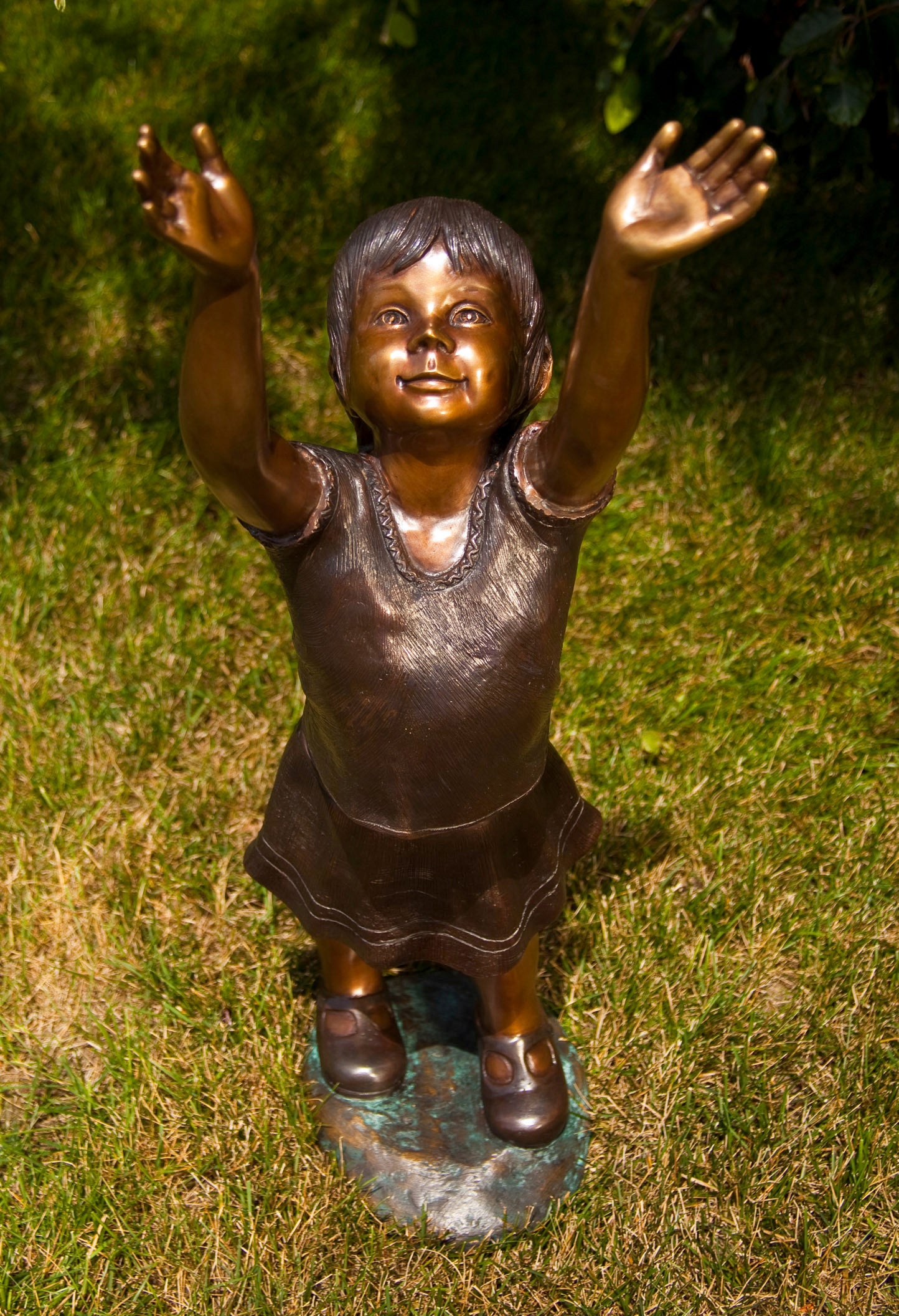 Child Reaching Toward Heaven Bronze Statue Gods Glory Garden sculpture