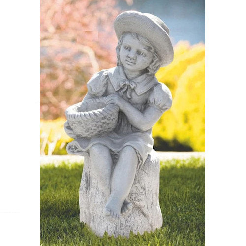 Girl Sitting on Log Garden Statue