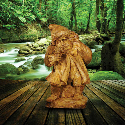 Gnome of Pity with Rose Garden Statue  holding rose sorrow outdoor sculpture