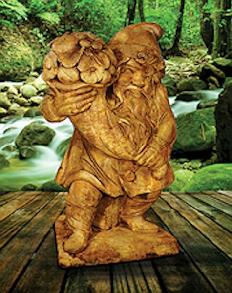Gnome Statue with Horn of Plenty Cornucopia Sculpture Cement