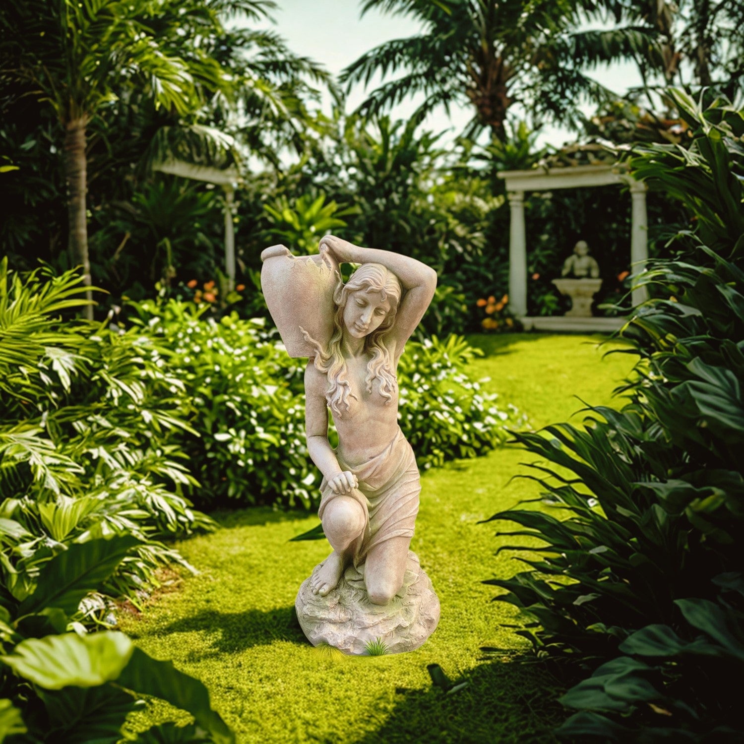 Graceful Rebecca at the Well Garden Planter in garden setting
