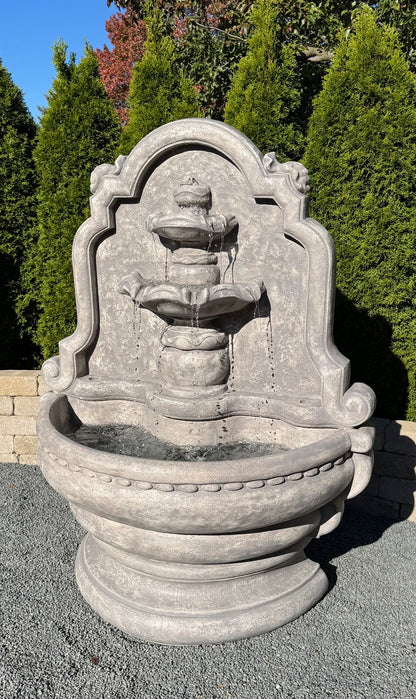 Grand Tier-Relief Lavabo Cast Stone Fountain Wall Sitting Cement architectural backplate