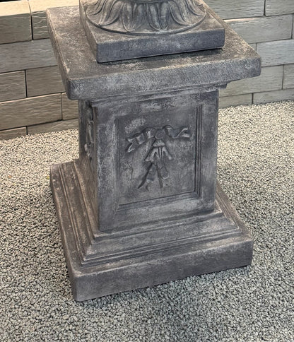 Classic Large Cast Stone Garden Pedestal Column Ribbon or bow high relief