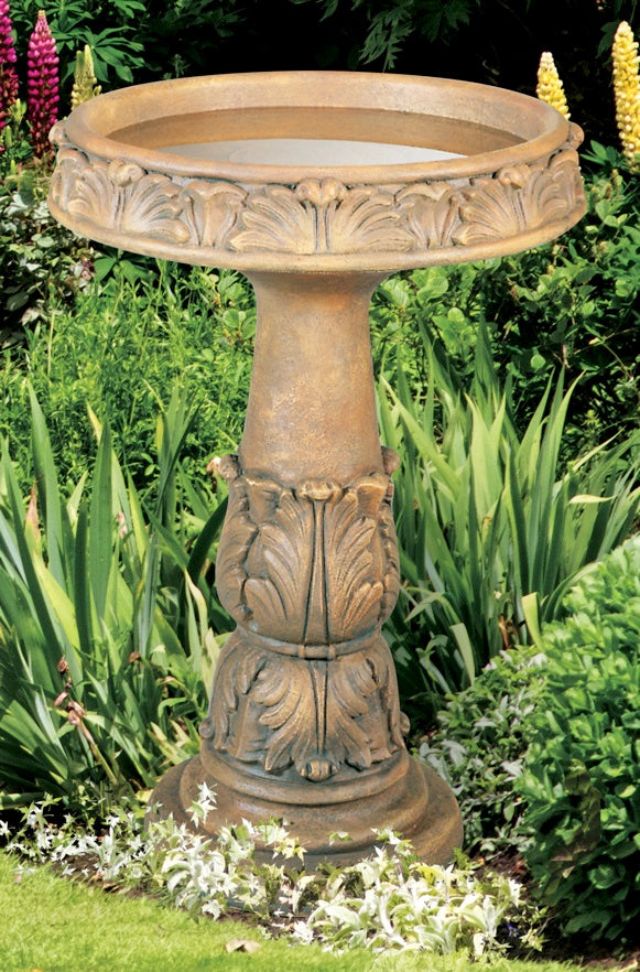 Estate Large Scale Stone Acanthus Birdbath Cement 
